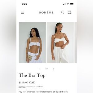 Boheme bra top in white linen